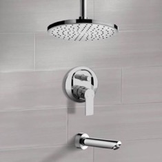 Tub and Shower Faucet Set with Ceiling Rain Shower Head